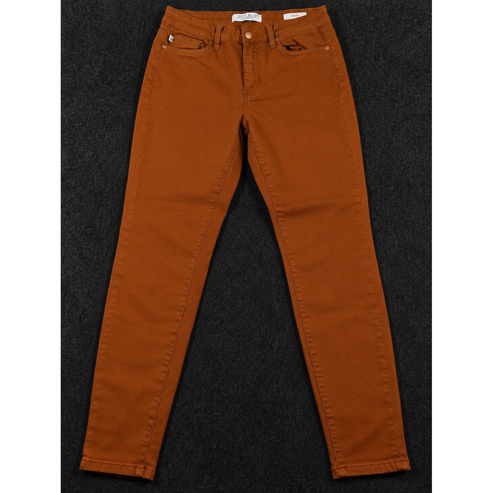 Judy Blue Slim Fit Pants Women 1/25 Rust Brown High Rise Stretch Denim 1378
